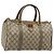 Bolsa Boston GUCCI GG Supreme Web Sherry Line PVC Bege Ouro 40 02 007 Auth 186023 Dourado