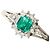 Autre Marque Platin-Ring mit Diamant und Smaragd