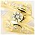 Autre Marque 18K Gold- und Platinring mit Diamant Golden - Ansicht 2