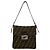 Fendi Vintage Zucca FF Pattern Canvas Leather Schultertasche Braun Schwarz