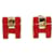 Hermès Orecchini HERMES Mini Pop H Logo Motif Rosso D'oro