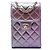 Chanel Purple CC gestepptes irisierendes Lammleder Handyhalter mit Kette Lila