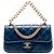 Chanel Blue Small Quilted Calfskin Straight Lined Flap Blu scuro