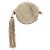 Chanel Borsa a tracolla rotonda in agnello trapuntato CC marrone con nappa Beige