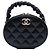 Clutch Chanel Black CC Quilted Lambskin Oval Top Handle Negro