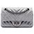 Chanel Reissue 2.55 Double Flap 224 in pelle di vitello testurizzata metallizzata chevron argento