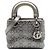 Lady Dior Mini in raso grigio con ricami cannage e cristalli Dior Marrone