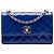 Chanel Blue CC Trapuntato Vernice Single Flap