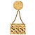 Borsa Chanel Gold CC Gold Plated Quilted Flap Bag Medallion Brooch D'oro