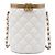 Chanel Crown Box Tasche aus weißem gestepptem Lammleder Small