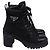 Stivaletti con lacci Prada Re-Nylon Metal Triangle in pelle nera Nero