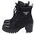 Stivaletti con lacci Prada Re-Nylon Metal Triangle in pelle nera Nero - vista 4