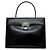Gancini Borsa a mano in pelle nera Salvatore Ferragamo Nero