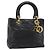 Borsa Christian Dior Lady Dior in pelle di agnello nera e oro Auth 186836SAV Nero D'oro