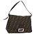 FENDI Zucca Canvas Mamma Baguette Shoulder Bag Black Brown Auth 185309M Marrone Nero