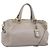 PRADA Galleria Handtasche aus Leder 2way Grau Gold Auth 186121V