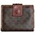 Céline Vintage Celine Coated Canvas Wallet Dark Brown Tan Silver Camel