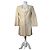 Céline Vintage Celine Satin-Seidenmantel Creme mit silbernen Ketten-Details M Beige