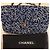 Borsa Chanel Classic Flap blu navy in tessuto Bianco - vista 2