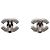 Orecchini Chanel Silver CC Brass Perforated Clip On Argento - vista 2