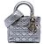 Dior Silver Small Metallic Grained Calfskin Cannage Supple Lady Dior Argento