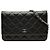 Chanel Schwarzes CC gestepptes Lammleder Wallet On Chain