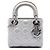 Lady Dior Cannage en piel de cordero iridiscente plateado mini Dior Plata