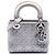 Lady Dior Mini em cetim cinza com detalhes cannage e cristais Dior Marrom