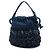 Borsa a secchiello Chanel Blue CC in denim intrecciato e rafia con coulisse - vista 2