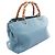 Borsa Gucci Blue Medium Calfskin Bamboo Shopper - vista 2