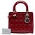 Lady Dior Cannage in vernice rosso, misura Medium Bordò - vista 7