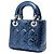 Lady Dior mini in agnello metallizzato blu con effetto cannage Blu navy - vista 2