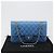 CHANEL Borsa Chain Double Flap Matelassé 25 in pelle di agnello blu e oro CC Auth 187037SAM D'oro - vista 12