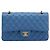 CHANEL Borsa Chain Double Flap Matelassé 25 in pelle di agnello blu e oro CC Auth 187037SAM D'oro - vista 13