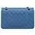 CHANEL Borsa Chain Double Flap Matelassé 25 in pelle di agnello blu e oro CC Auth 187037SAM D'oro - vista 2