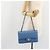CHANEL Borsa Chain Double Flap Matelassé 25 in pelle di agnello blu e oro CC Auth 187037SAM D'oro - vista 30