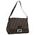 FENDI Borsa a Spalla Mamma Baguette in Tela Zucca Nero Marrone Autentica 187565SAV