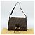 FENDI Borsa a Spalla Mamma Baguette in Tela Zucca Nero Marrone Autentica 187565SAV - vista 12