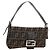 FENDI Zucca Canvas Mamma Baguette Shoulder Bag Black Brown Auth 185961SAM Marrone Nero
