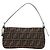 FENDI Zucca Canvas Mamma Baguette Shoulder Bag Black Brown Auth 185961SAM Marrone Nero - vista 2