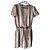 Freeman Porter Striped Linen Blend Romper Pink White Green