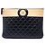 Chanel Black CC Bicolor gesteppte Lammhaut Clutch Schwarz