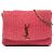 Saint Laurent Kate Monogram Crossbody-Bag aus Raphia in Pink, Größe Medium