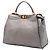 Fendi Peekaboo Iconic Satchel aus grauem Kalbsleder, groß - Ansicht 2
