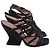 Sandali con tacco Alberta Ferretti con cinturini a gabbia in pelle nera Nero