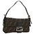 FENDI Zucca Canvas Mamma Baguette Shoulder Bag Black Brown Auth 186044SAM Marrone Nero