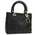 Borsa Christian Dior Canage Lady Dior in pelle di agnello nera e oro Auth 185302M Nero D'oro