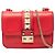 Valentino Red Mini Leather Rockstud Glam Lock Crossbody Rosso