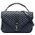 Borsa College Saint Laurent in pelle di pecora blu con monogramma Chevron Large Blu navy