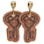 Hermès Boucles d'oreilles pendantes en cuir et métal Hermes H Curiosité Cre Marron  - vue 1